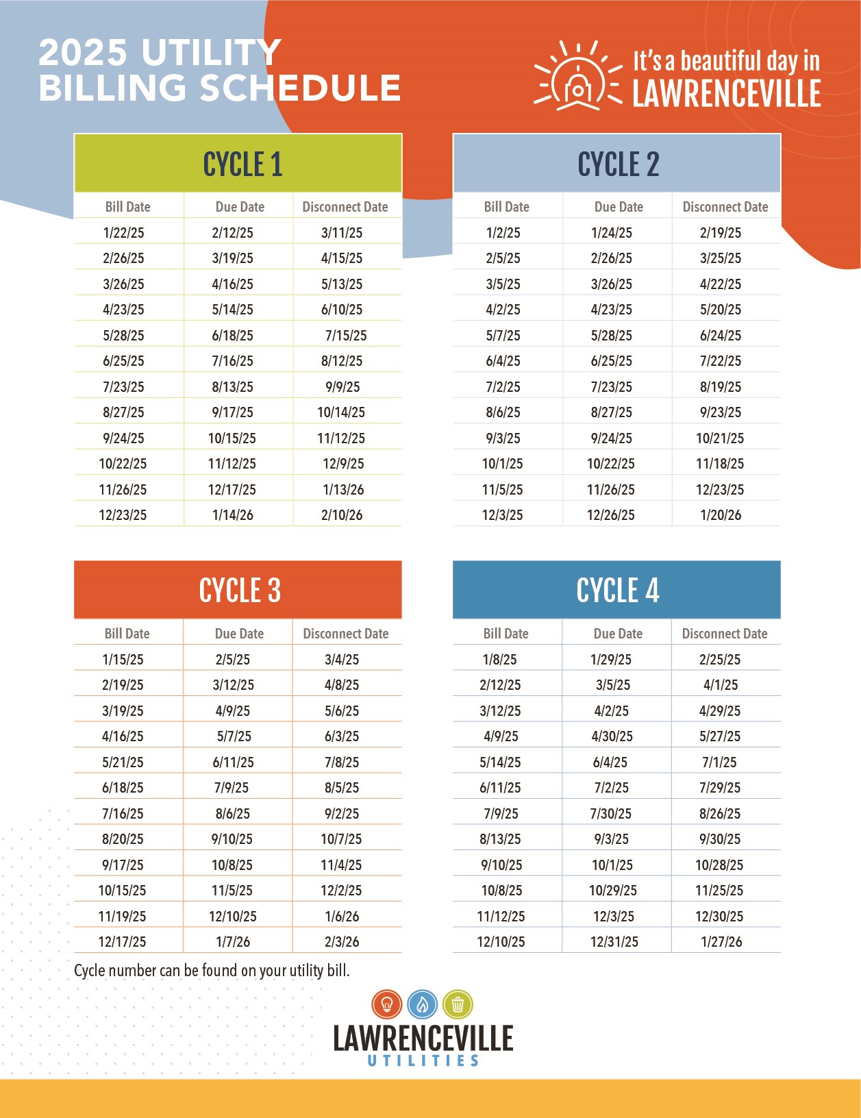 2025 Utility Billing Schedule