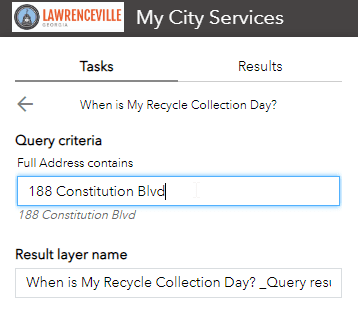 My City Services recycle collection query