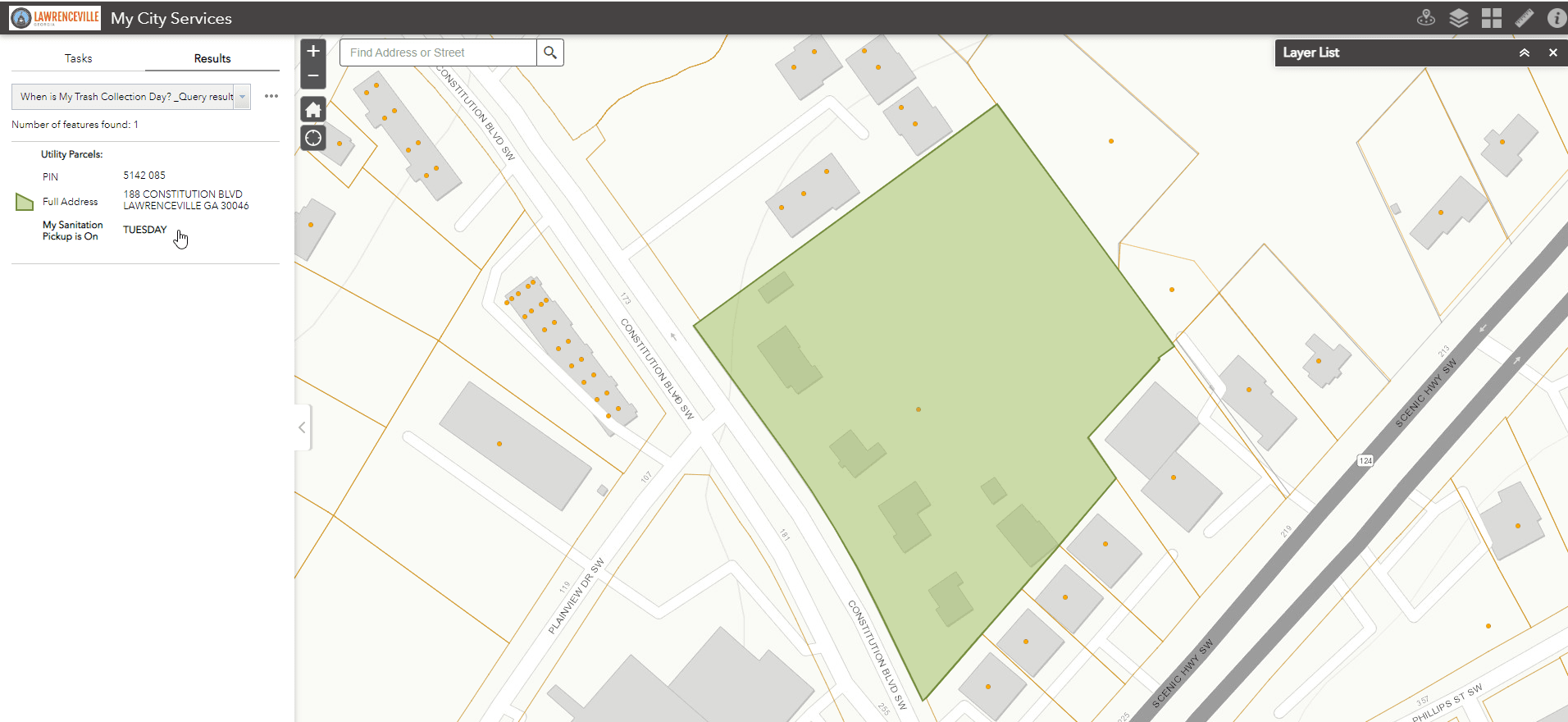 My City Services trash collection query