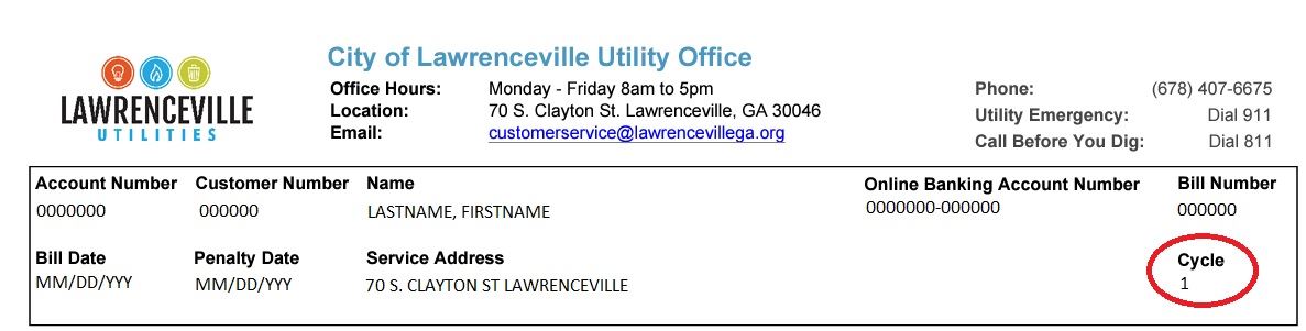 Utility Bill cycle example