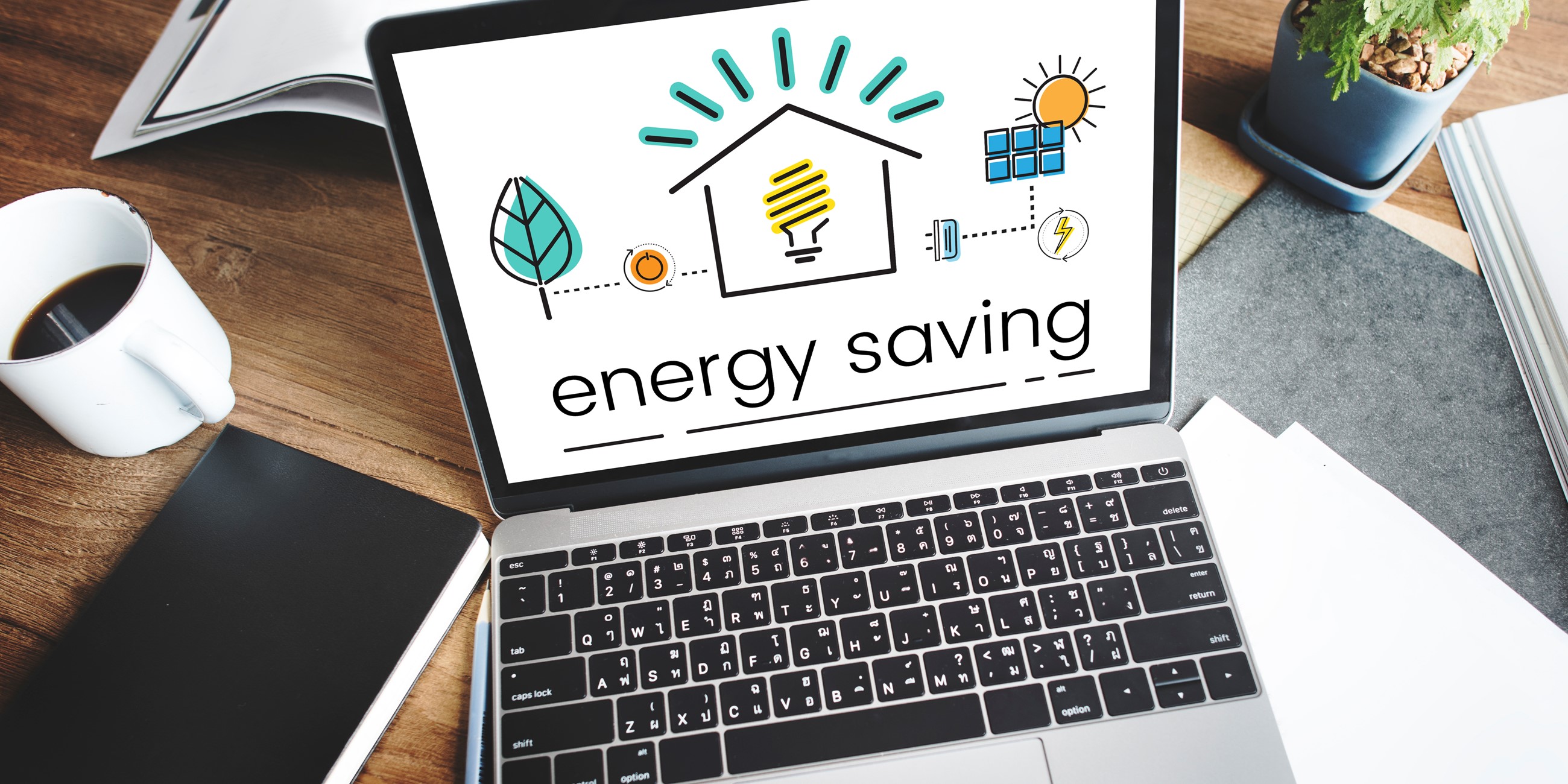energy saving screen sketch on a laptop 